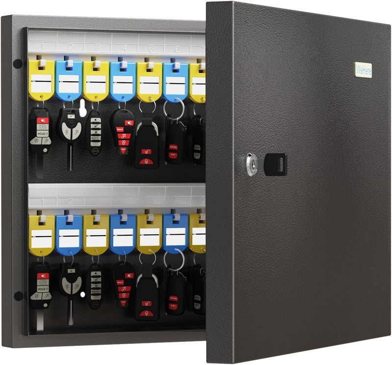 DiDiHere 48 Key Cabinet Organizer, Key Lock Box, Key Safe Security Storage Lockbox Holder for Valets, Hotels, Car and House Keys, Key Keeper Box – Black - Image 1